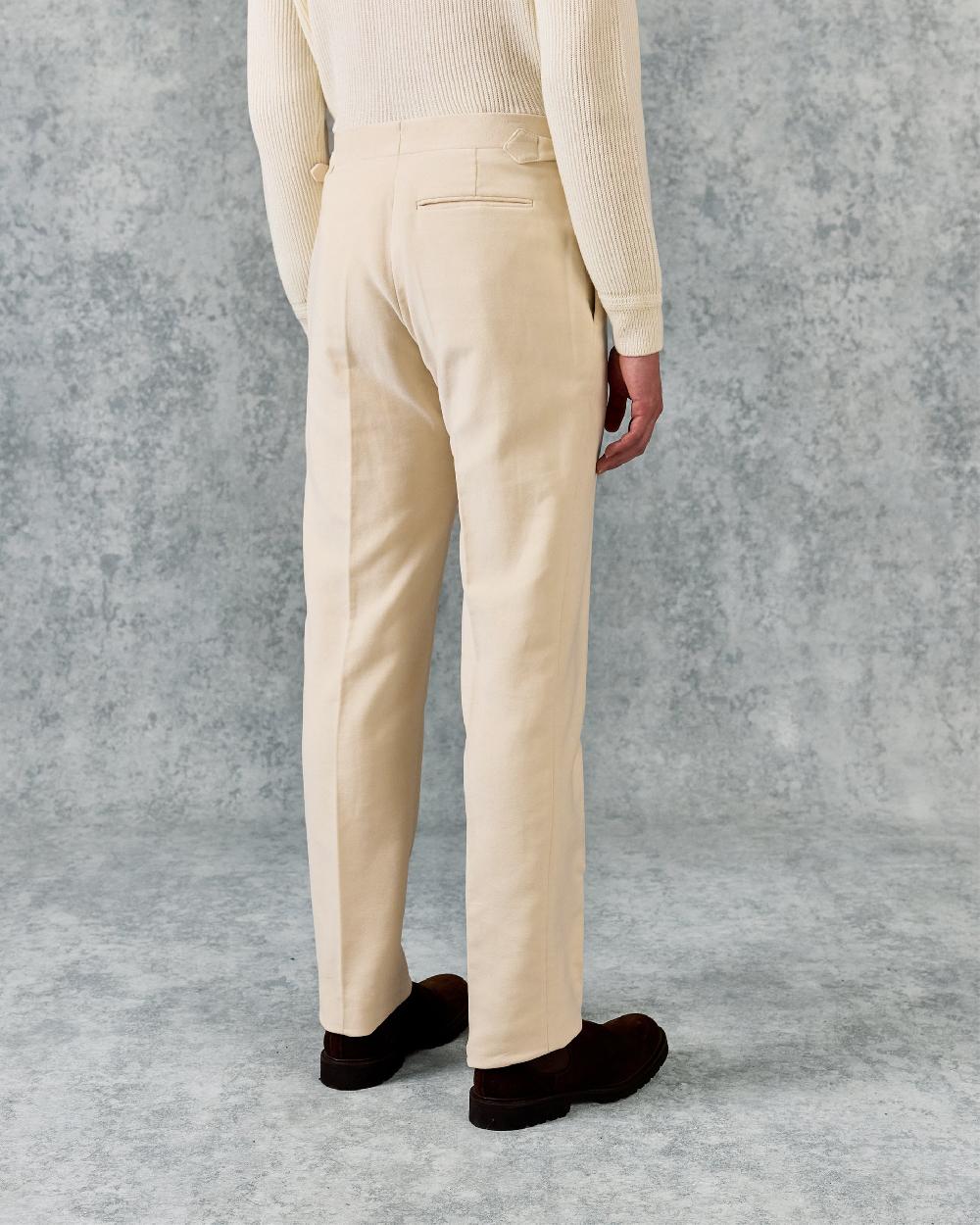 Gieves & Hawkes Hayter Pleated Trouser White Moleskin