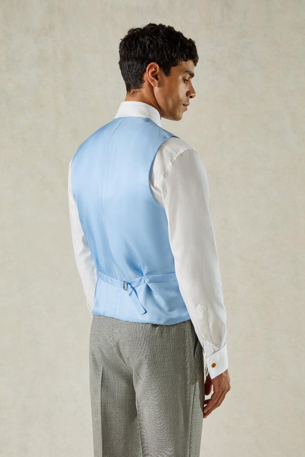 Gieves & Hawkes Hutton Linen Double Breasted Waistcoat Blue