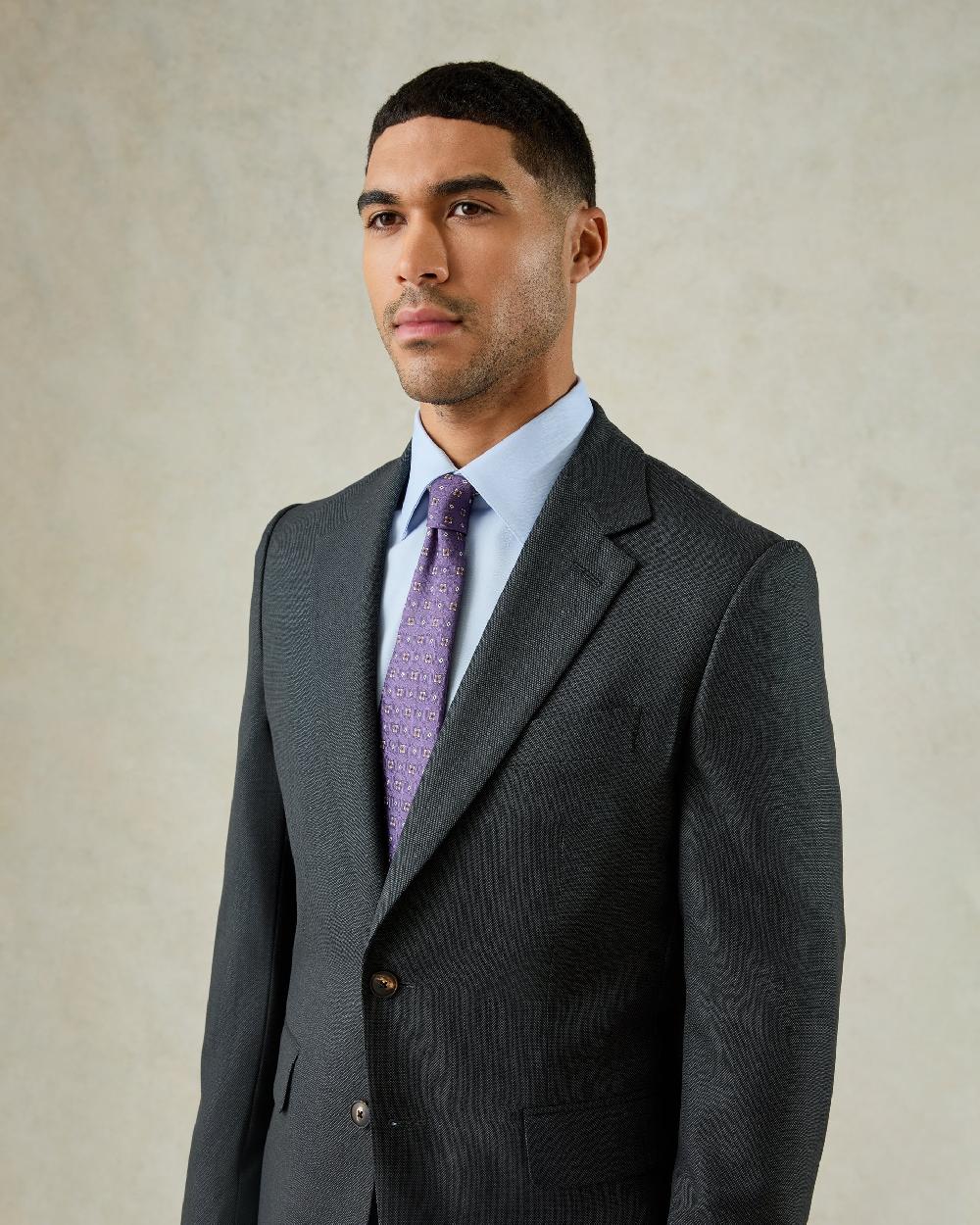 Gieves & Hawkes Jameson Wool Birdseye Suit Jacket Charcoal