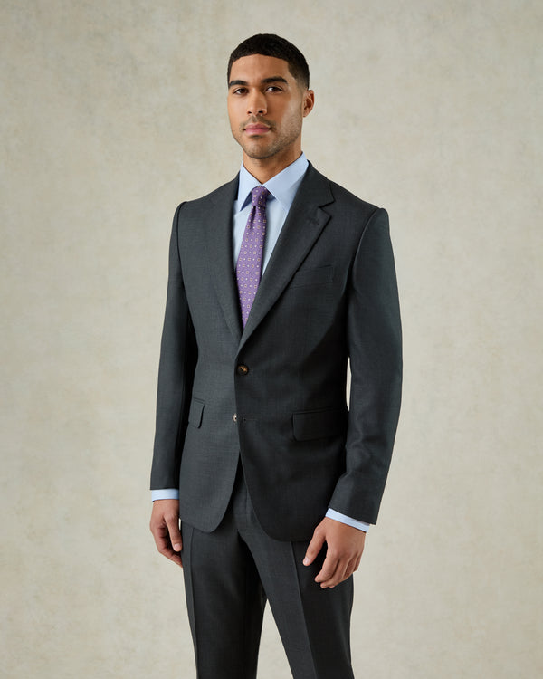 gieves & hawkes Jameson Wool Birdseye Suit Jacket Charcoal