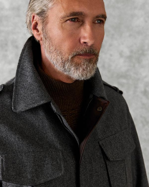 Gieves & Hawkes Lander Field Jacket Grey Flannel With Membrane