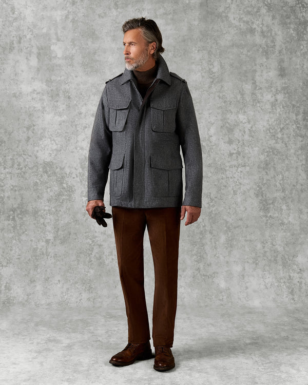 gieves & hawkes Lander Field Jacket Grey Flannel With Membrane