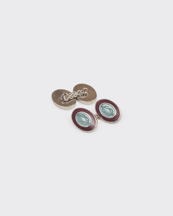 gieves & hawkes Langdon Cufflink Sterling Silver Oval Enamel