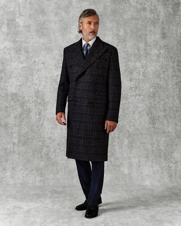 gieves & hawkes Langlois Double Breasted Evening Coat Dark Navy Check