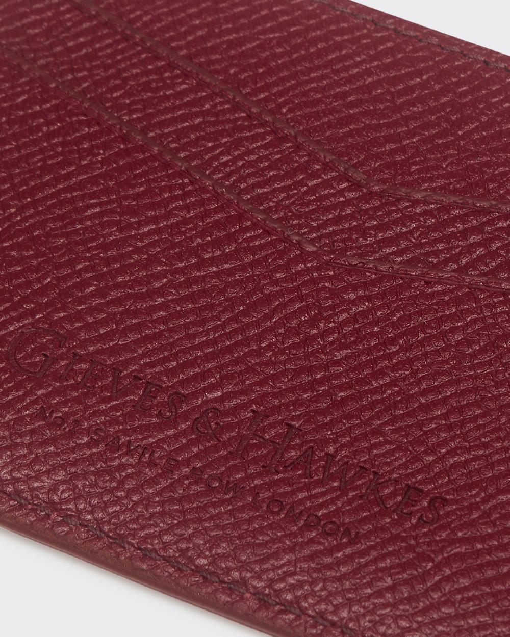 Gieves & Hawkes Leather Saffiano Leather Card Case Burgundy