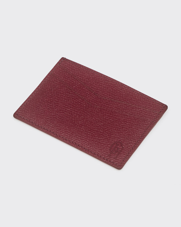 gieves & hawkes Leather Saffiano Leather Card Case Burgundy
