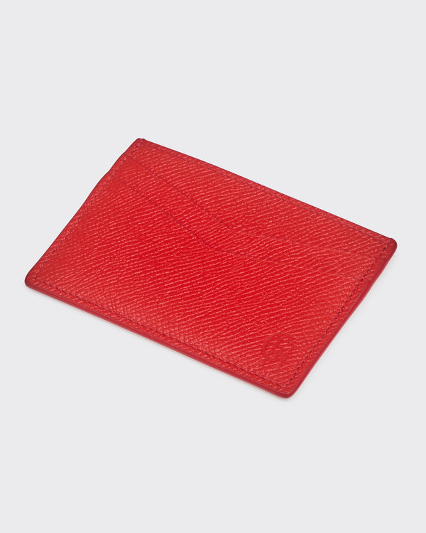 gieves & hawkes Leather Saffiano Leather Card Case Red