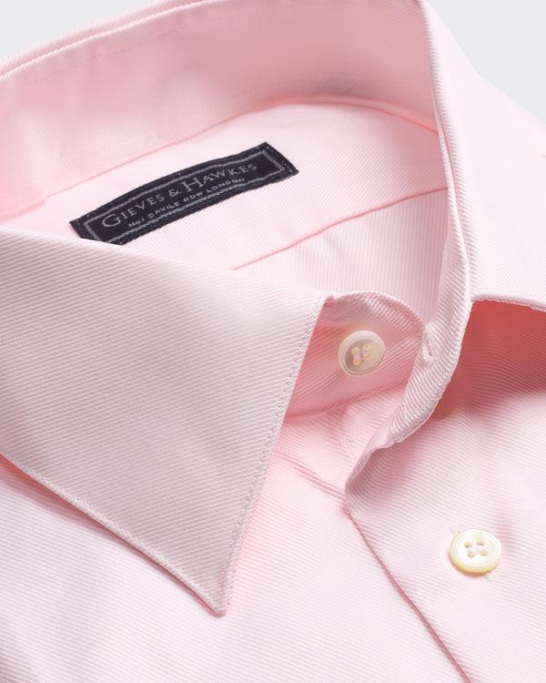 Gieves & Hawkes Leveson Cotton Twill Single Cuff Shirt Pink