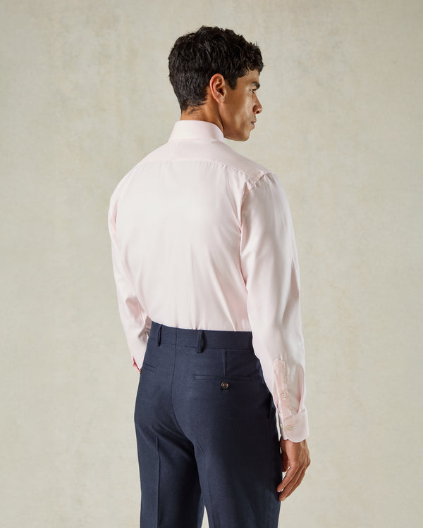 Gieves & Hawkes Leveson Cotton Twill Single Cuff Shirt Pink