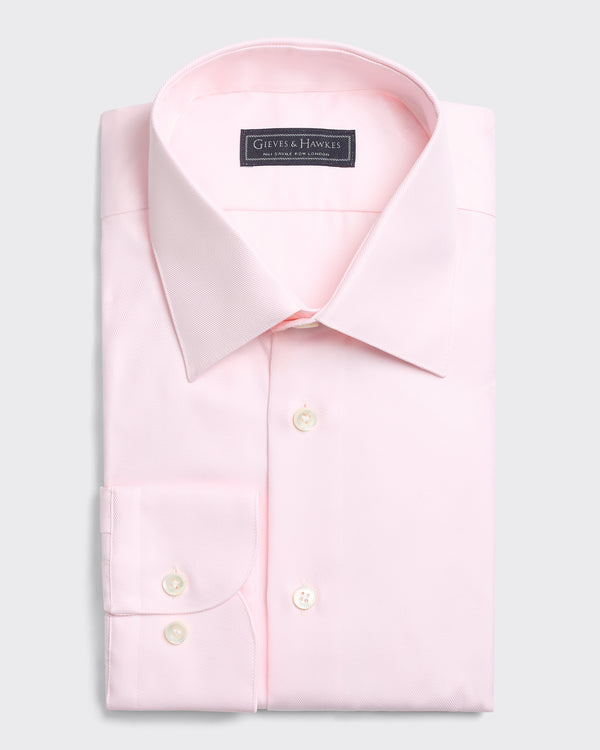 Gieves & Hawkes Leveson Cotton Twill Single Cuff Shirt Pink