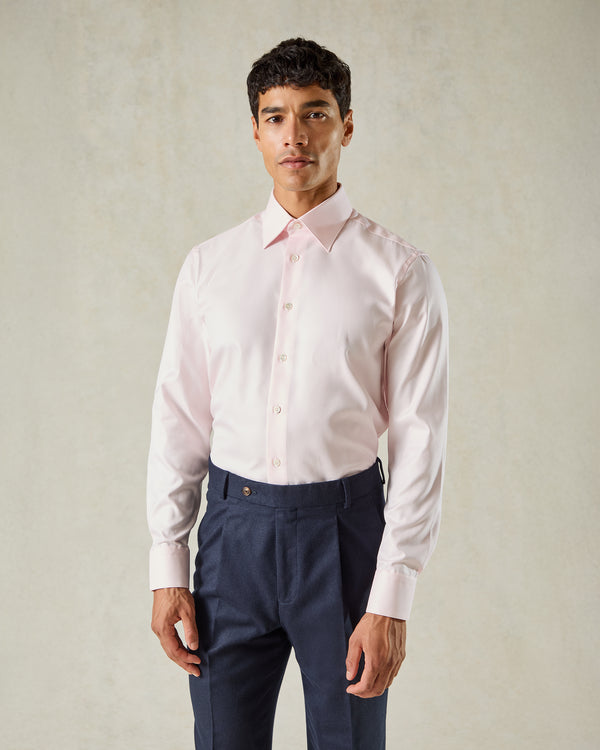 gieves & hawkes Leveson Cotton Twill Single Cuff Shirt Pink