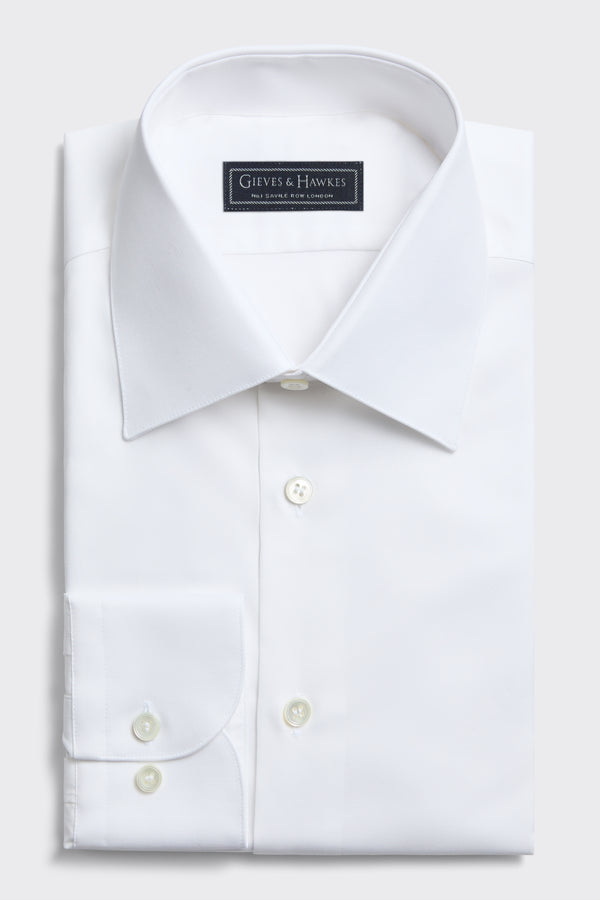 Gieves & Hawkes Leveson Cotton Twill Single Cuff Shirt White