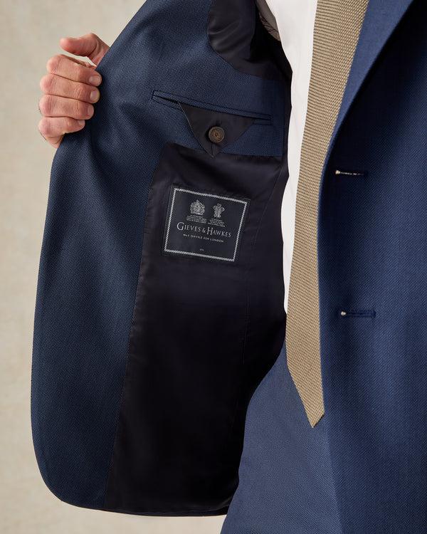 Gieves & Hawkes Madden Wool Birdseye Suit Jacket Navy