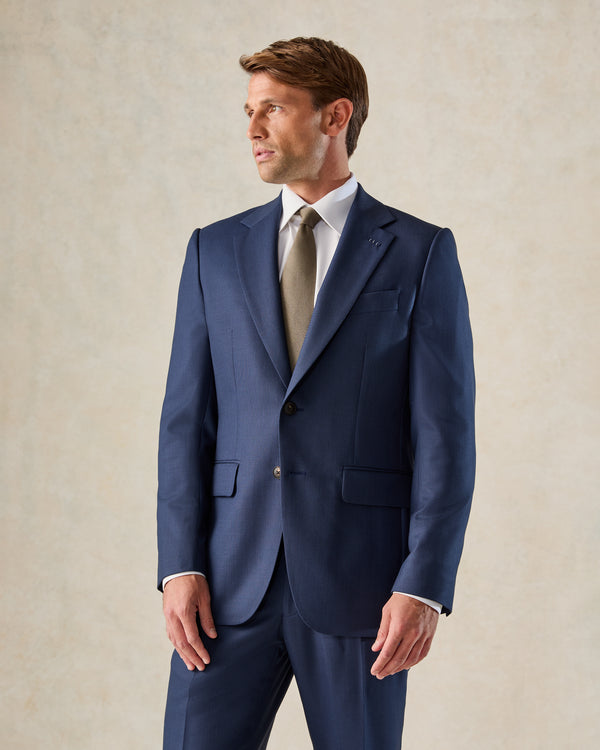 gieves & hawkes Madden Wool Birdseye Suit Jacket Navy