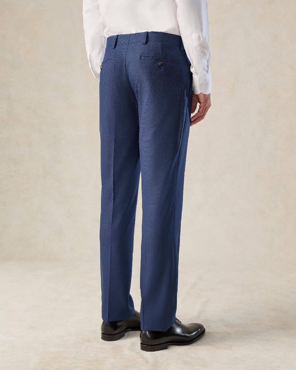 Gieves & Hawkes Madden Wool Birdseye Suit Trouser Navy