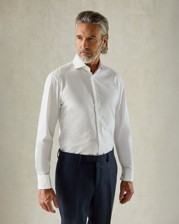 gieves & hawkes Mawbey Cotton Twill Double Cuff Shirt White