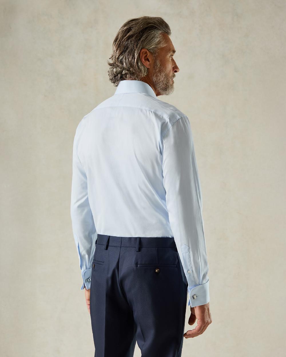 Gieves & Hawkes Mawbey Cut Away Double Cuff Shirt Blue