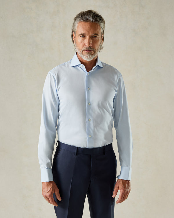 gieves & hawkes Mawbey Cut Away Double Cuff Shirt Blue