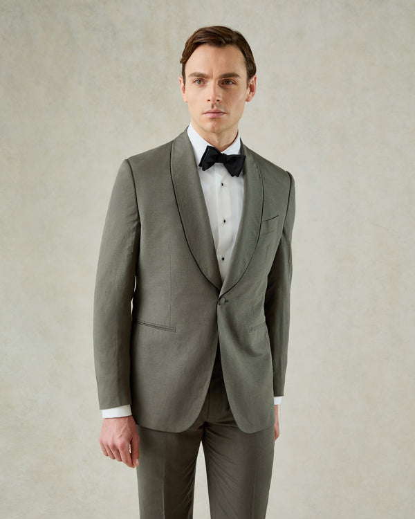Gieves & Hawkes Neumann Linen Silk Evening Suit Khaki