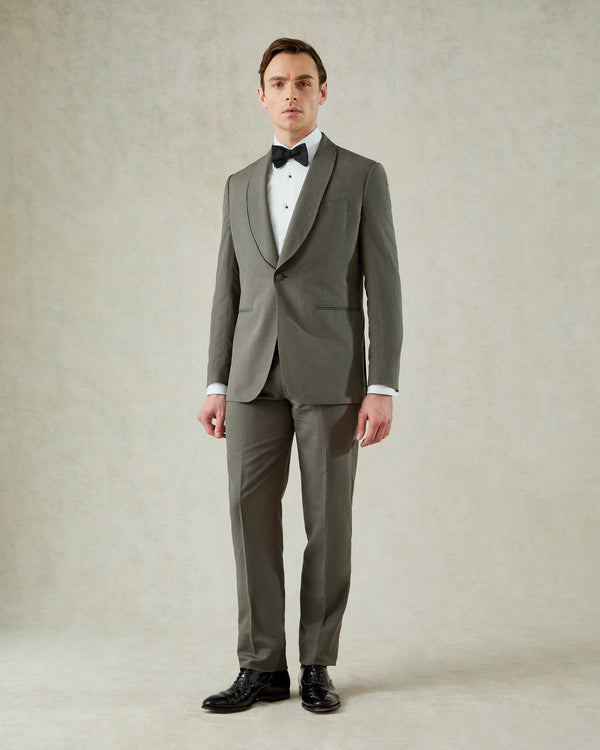 gieves & hawkes Neumann Linen Silk Evening Suit Khaki