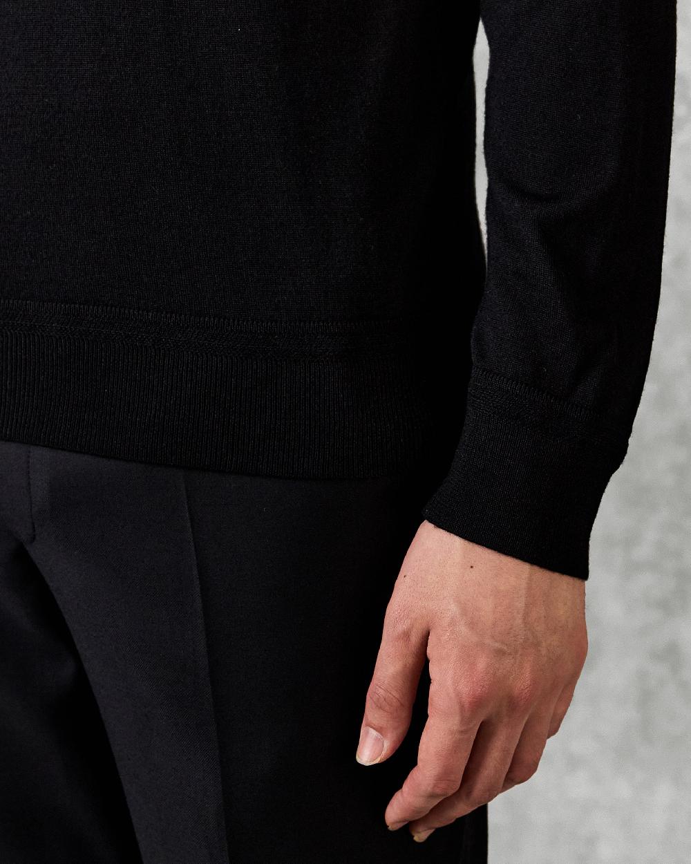 Gieves & Hawkes Osborne Merino Wool Roll Neck Knit Black