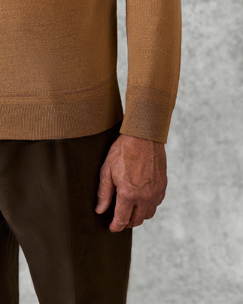 Gieves & Hawkes Osborne Merino Wool Roll Neck Knit Tan