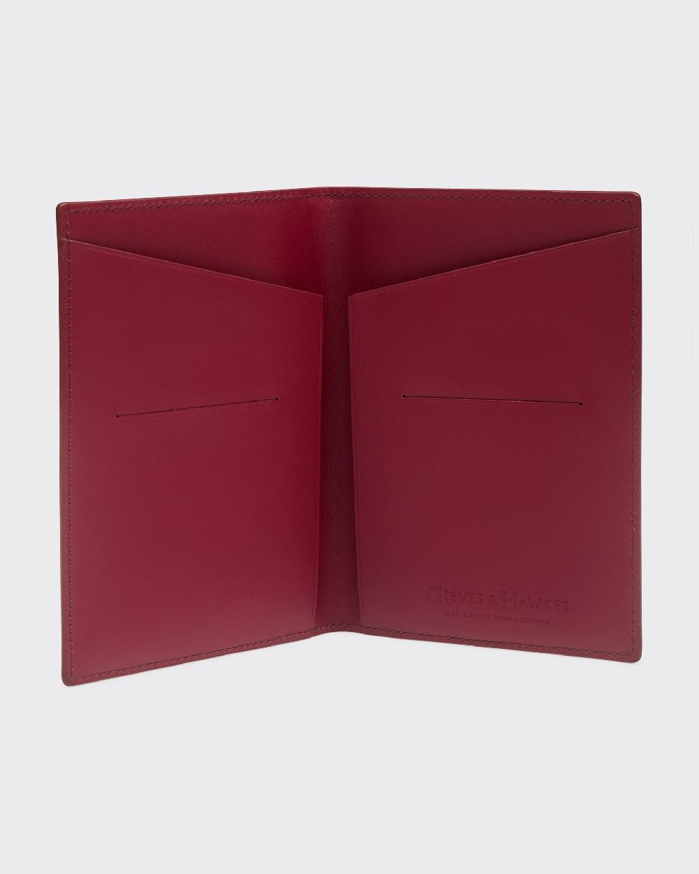 Gieves & Hawkes Passport Holder Leather Case Burgundy