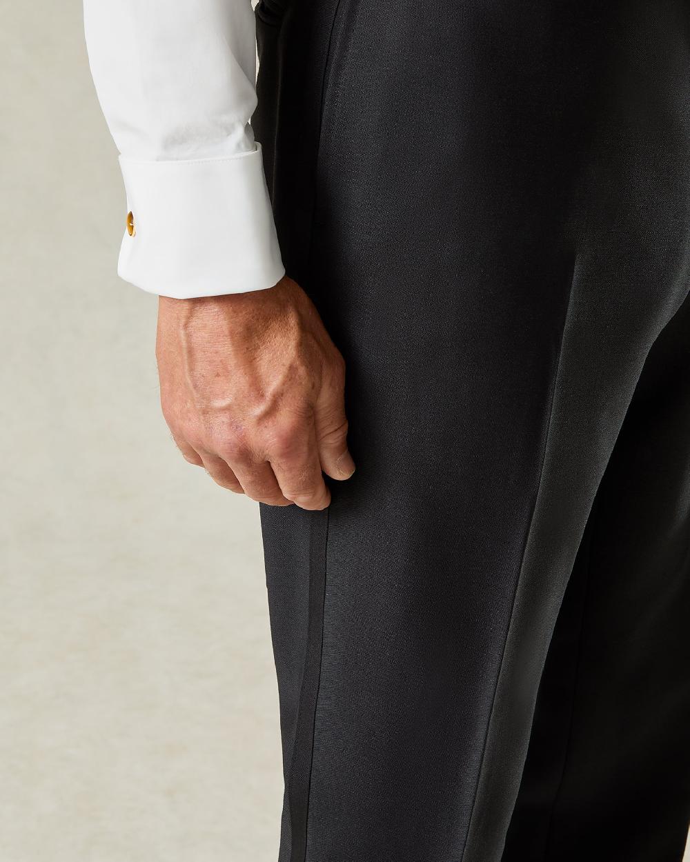 Gieves & Hawkes Shelford Black Wool Mohair Barathea Evening Trouser