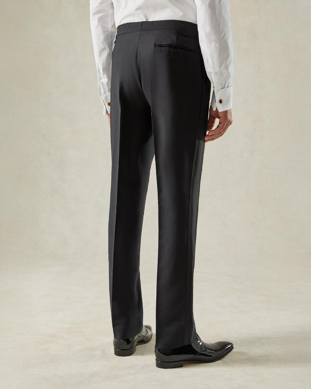 Gieves & Hawkes Shelford Black Wool Mohair Barathea Evening Trouser