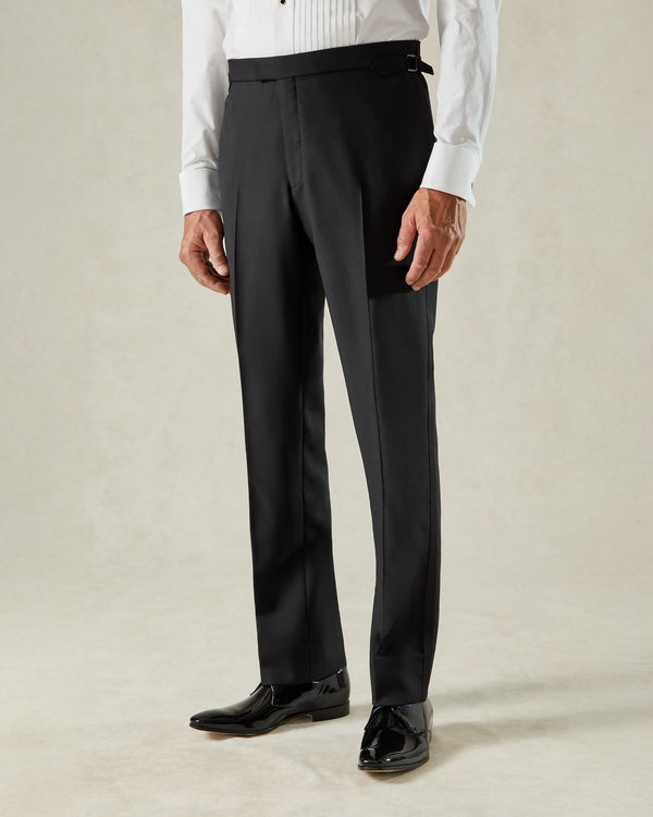 gieves & hawkes Shelford Black Wool Mohair Barathea Evening Trouser