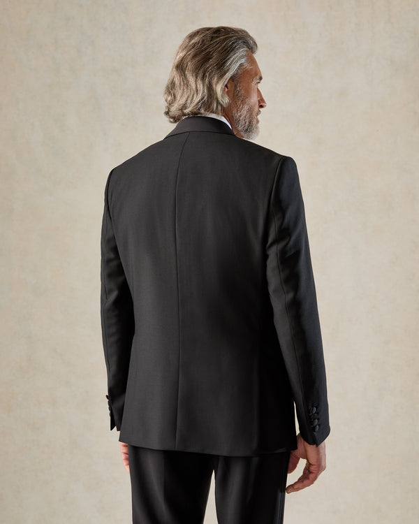 Gieves & Hawkes Shelford Black Wool Mohair Barathea Shawl Lapel Dinner Suit