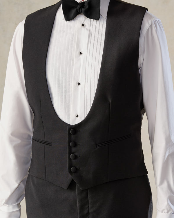 Gieves & Hawkes Shelford Black Wool Mohair Barathea Shawl Lapel Dinner Suit