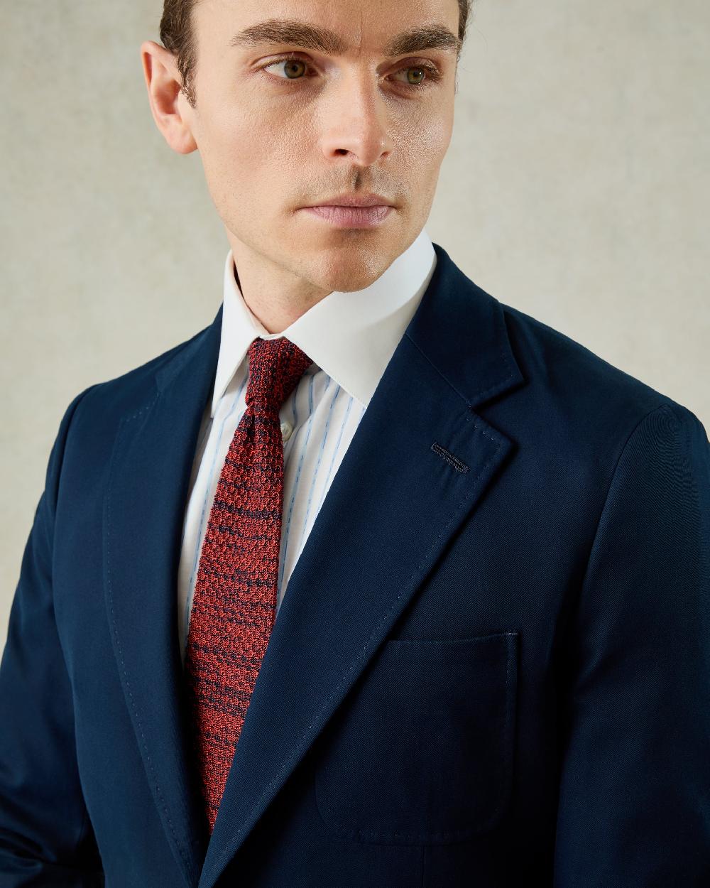 Gieves & Hawkes Stanley Cotton & Cashmere Suit Jacket Navy