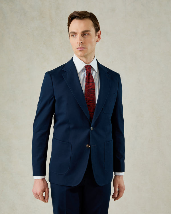 gieves & hawkes Stanley Cotton & Cashmere Suit Jacket Navy