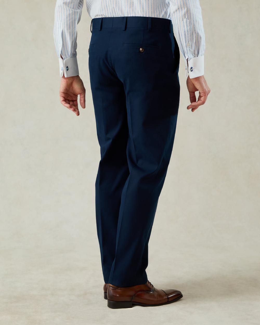 Gieves & Hawkes Stanley Cotton & Cashmere Suit Trouser Navy