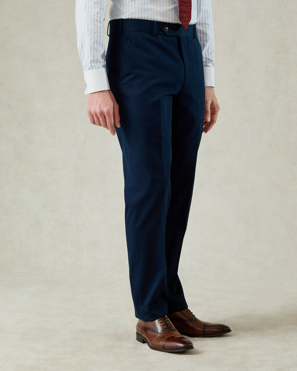 gieves & hawkes Stanley Cotton & Cashmere Suit Trouser Navy