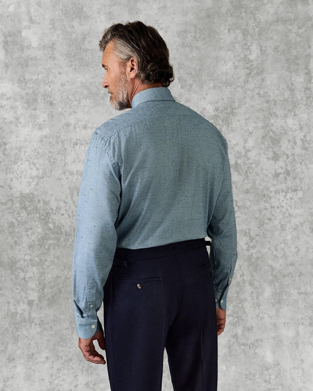 Gieves & Hawkes Swain Light Blue Spread Herringbone Shirt