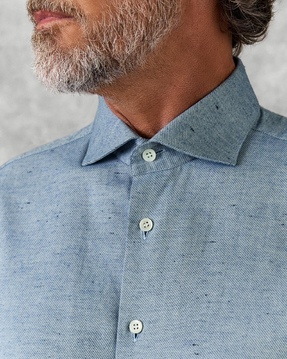 Gieves & Hawkes Swain Light Blue Spread Herringbone Shirt