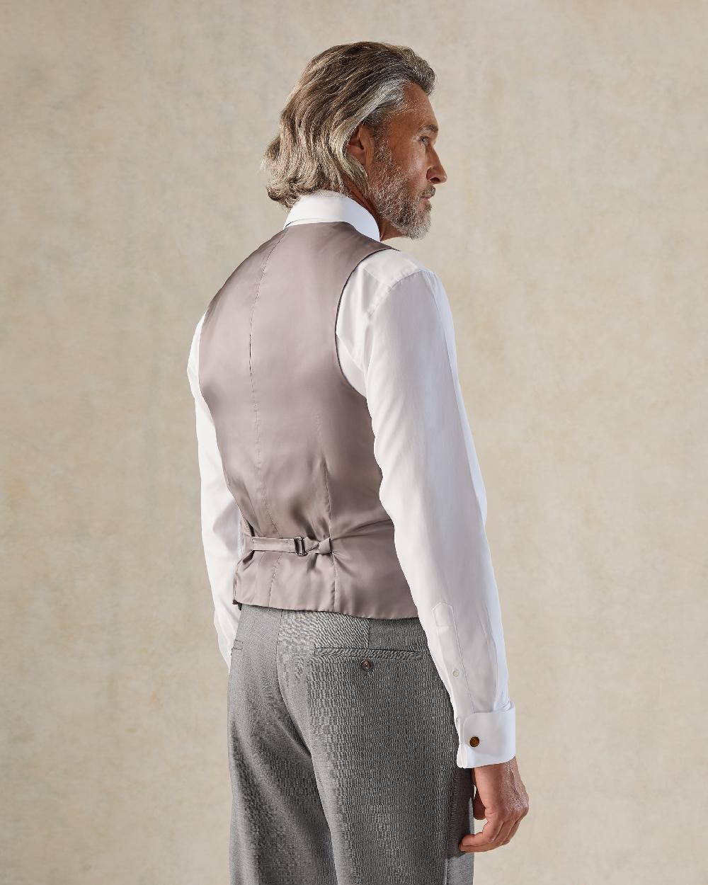 Gieves & Hawkes Torlese Virgin Wool Sharkskin Morning Waistcoat Grey