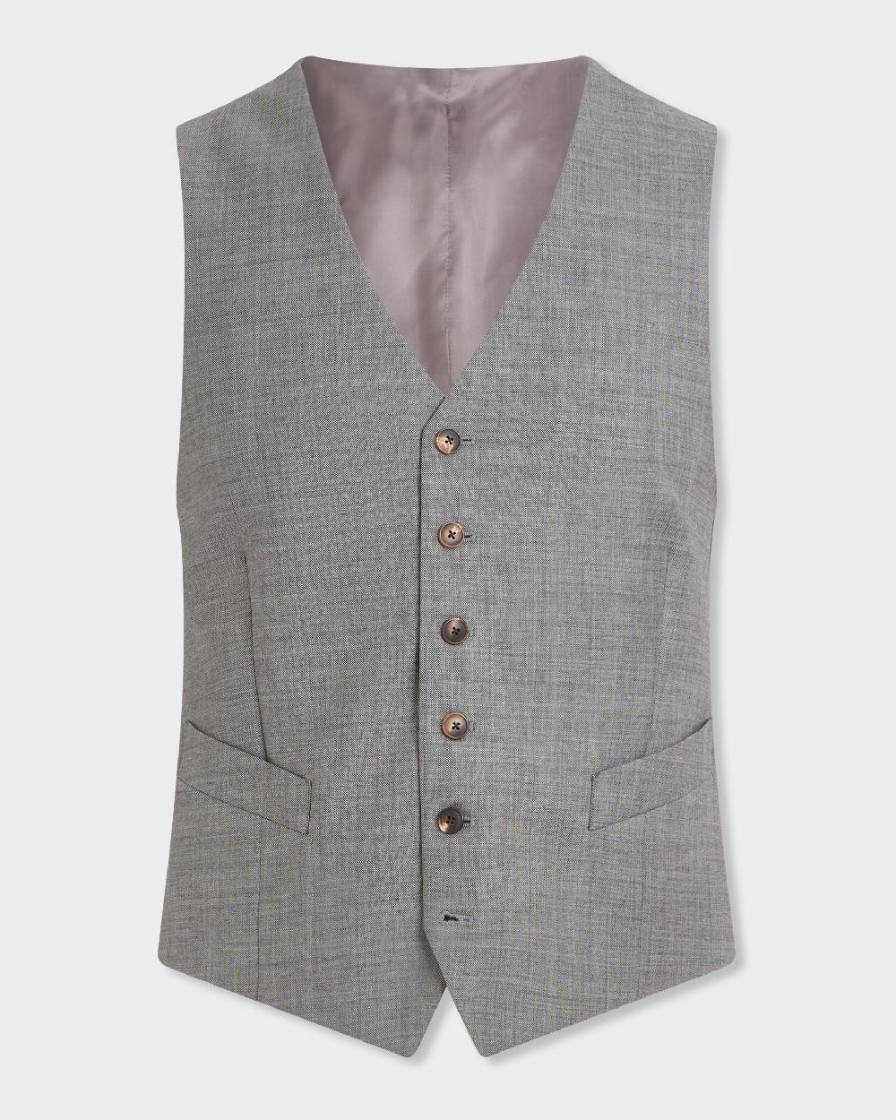 Gieves & Hawkes Torlese Virgin Wool Sharkskin Morning Waistcoat Grey