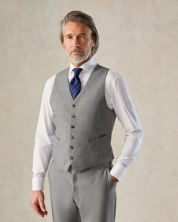 gieves & hawkes Torlese Virgin Wool Sharkskin Morning Waistcoat Grey