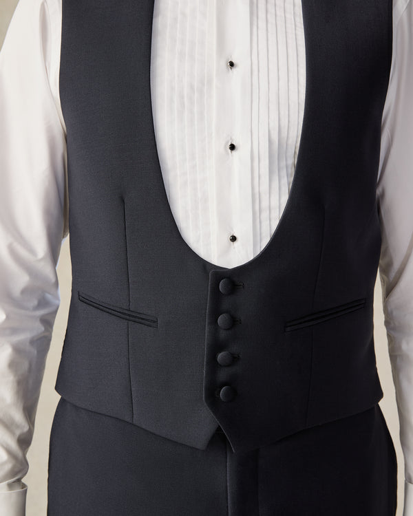 Gieves & Hawkes Weldon Wool Mohair Barathea Horseshoe Waistcoat Navy