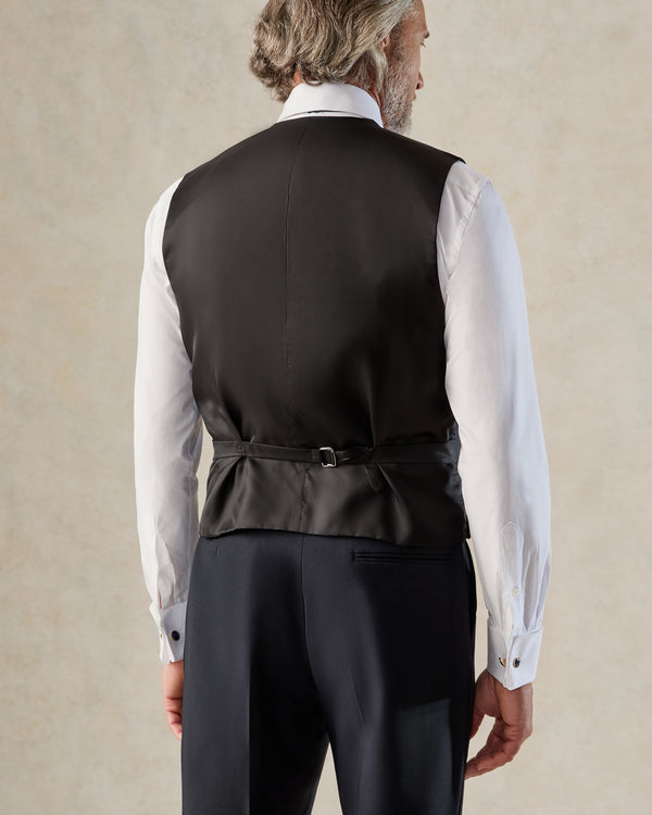 Gieves & Hawkes Weldon Wool Mohair Barathea Horseshoe Waistcoat Navy