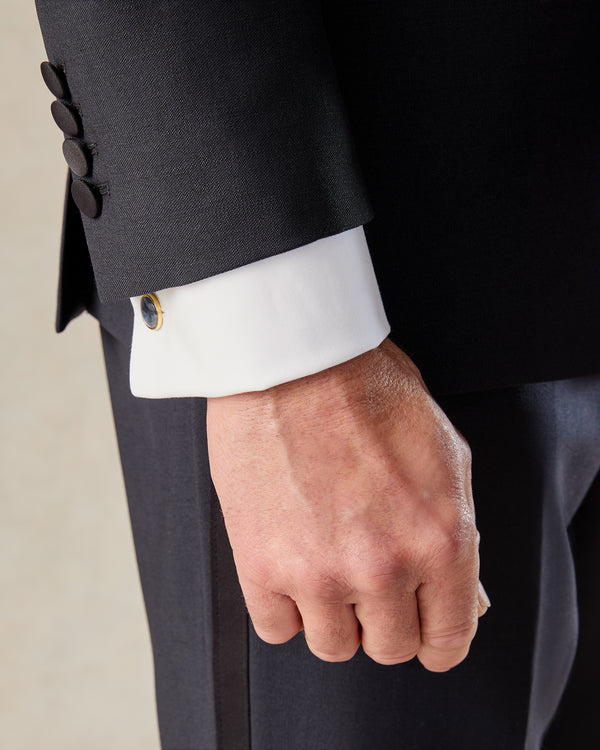 Gieves & Hawkes Weldon Wool Mohair Barathea Shawl Dinner Jacket Navy