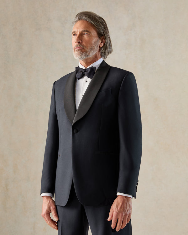 gieves & hawkes Weldon Wool Mohair Barathea Shawl Dinner Jacket Navy