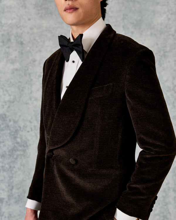 Gieves & Hawkes Williams Shawl Lapel Dress Jacket Dark Brown Jersey