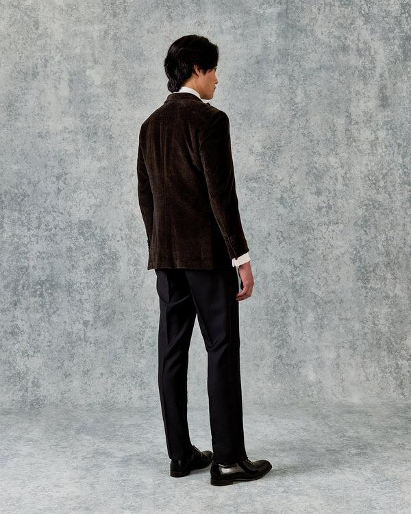 Gieves & Hawkes Williams Shawl Lapel Dress Jacket Dark Brown Jersey