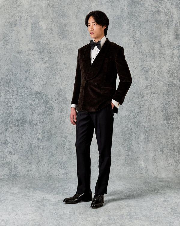 Gieves & Hawkes Williams Shawl Lapel Dress Jacket Dark Brown Jersey