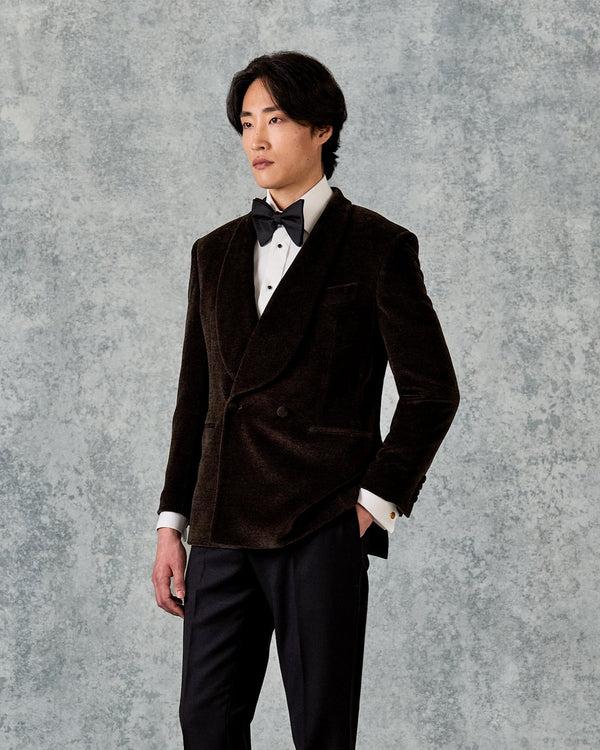 gieves & hawkes Williams Shawl Lapel Dress Jacket Dark Brown Jersey