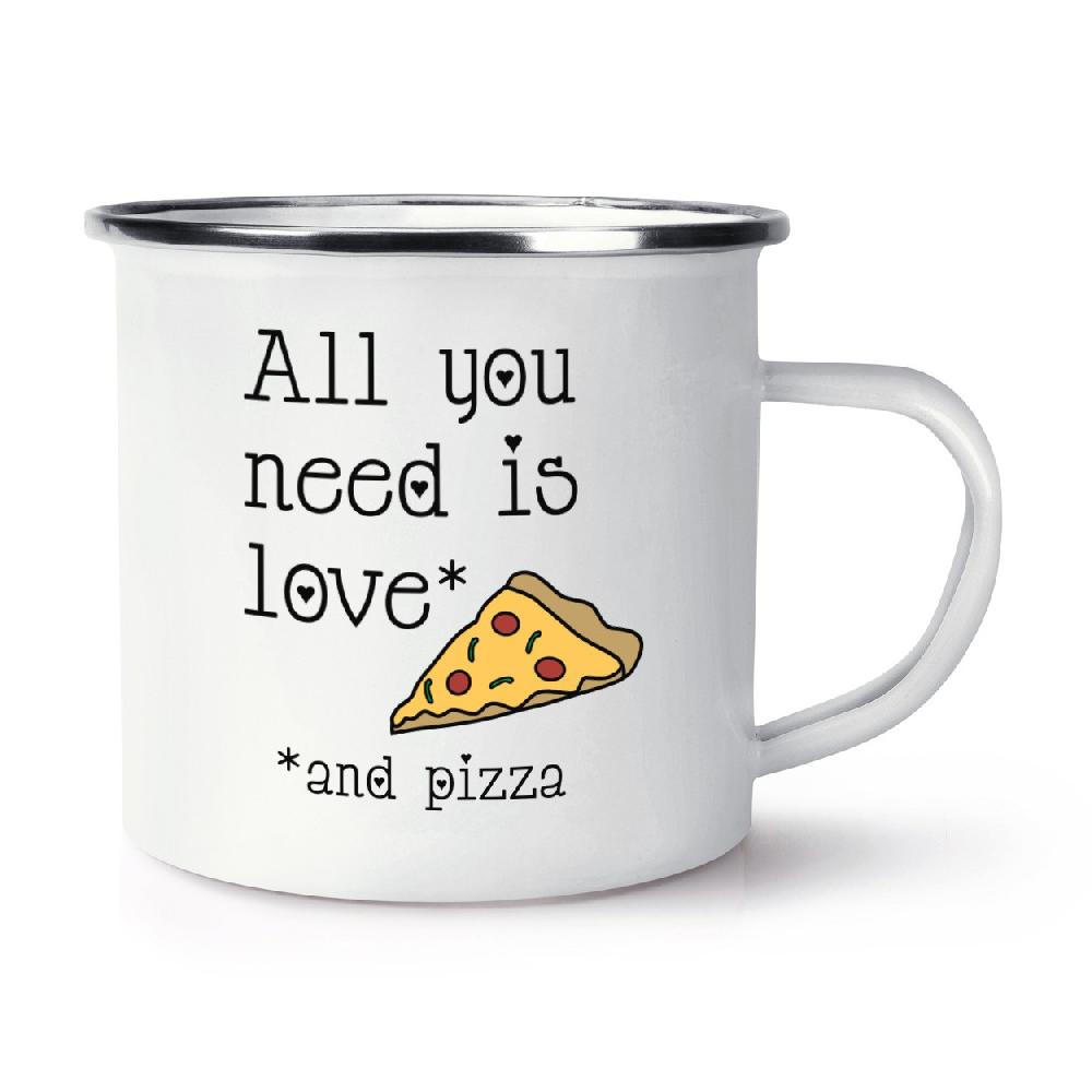 gift base All You Need Is Love And Pizza Retro Enamel Mug Cup